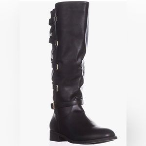 Thalia Sodi Women’s Veronika Faux Leather Riding Boots Black Medium NIB 6M